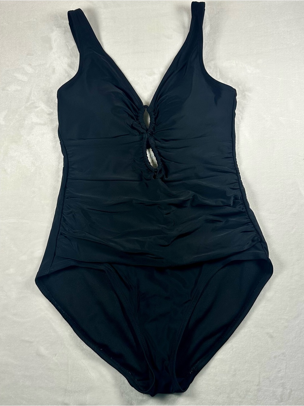 Black One-Piece Swimsuit with Front Twist Cutouts - Picture 4 of 8